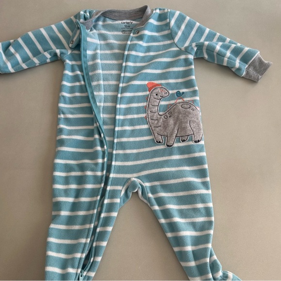 Carter's Teal Striped Dinosaur Footie - Picture 8 of 9